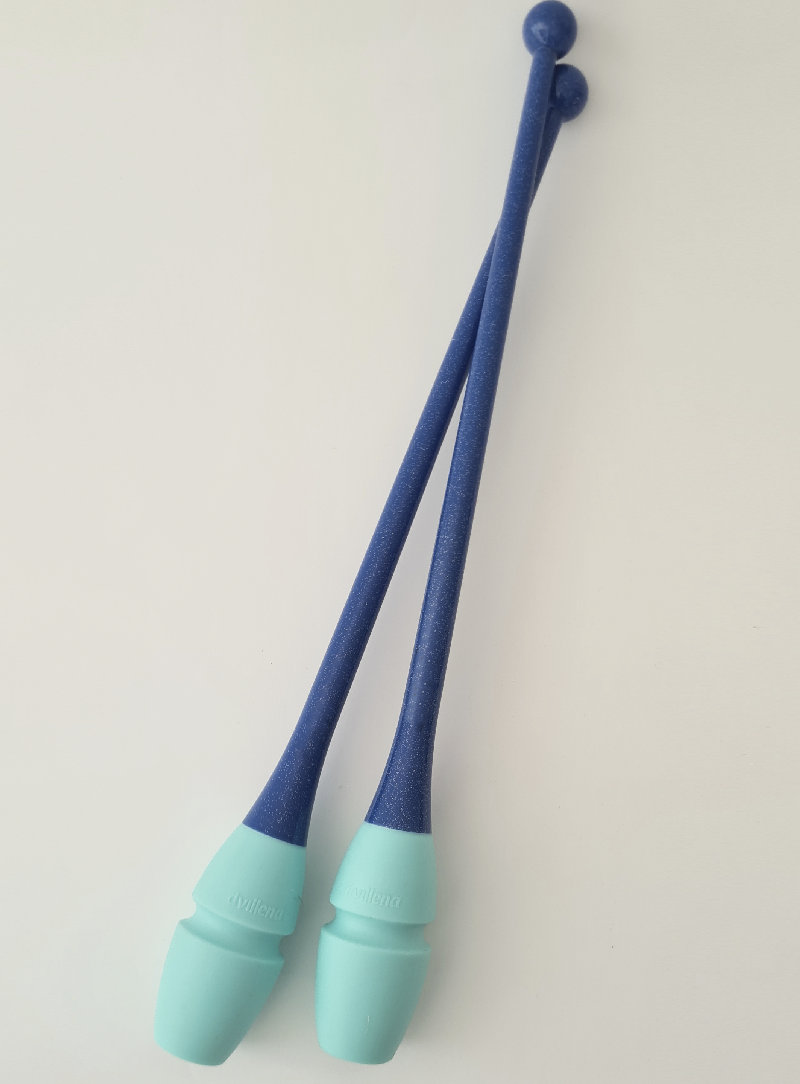 Mazas de gimnasia rítmica 45cm navy glitter y celeste engarzables