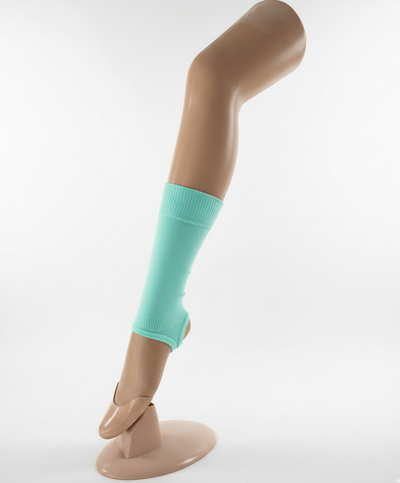 aquamarine Vinkova leg warmers, perfect for practicing rhythmic gymnastics