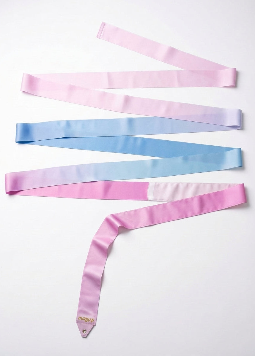 Ruban de gymnastique rythmique modèle Rosa Pastel dégradé rose et bleu professionnel.