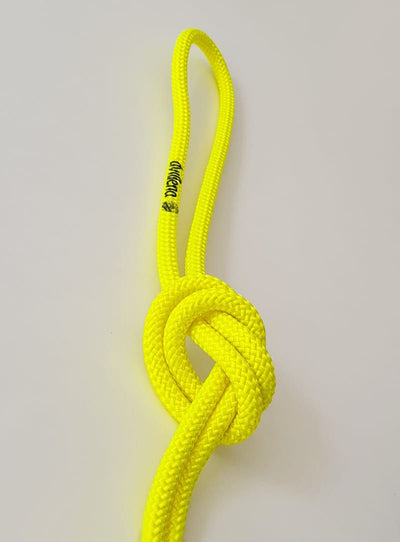 FIG approved neon yellow rhythmic gymnastics rope made of high-quality nylon.