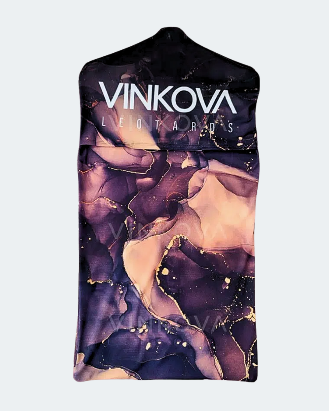 Housse de justaucorps Dark Vinkova, noir et doré, revers avec logo.
