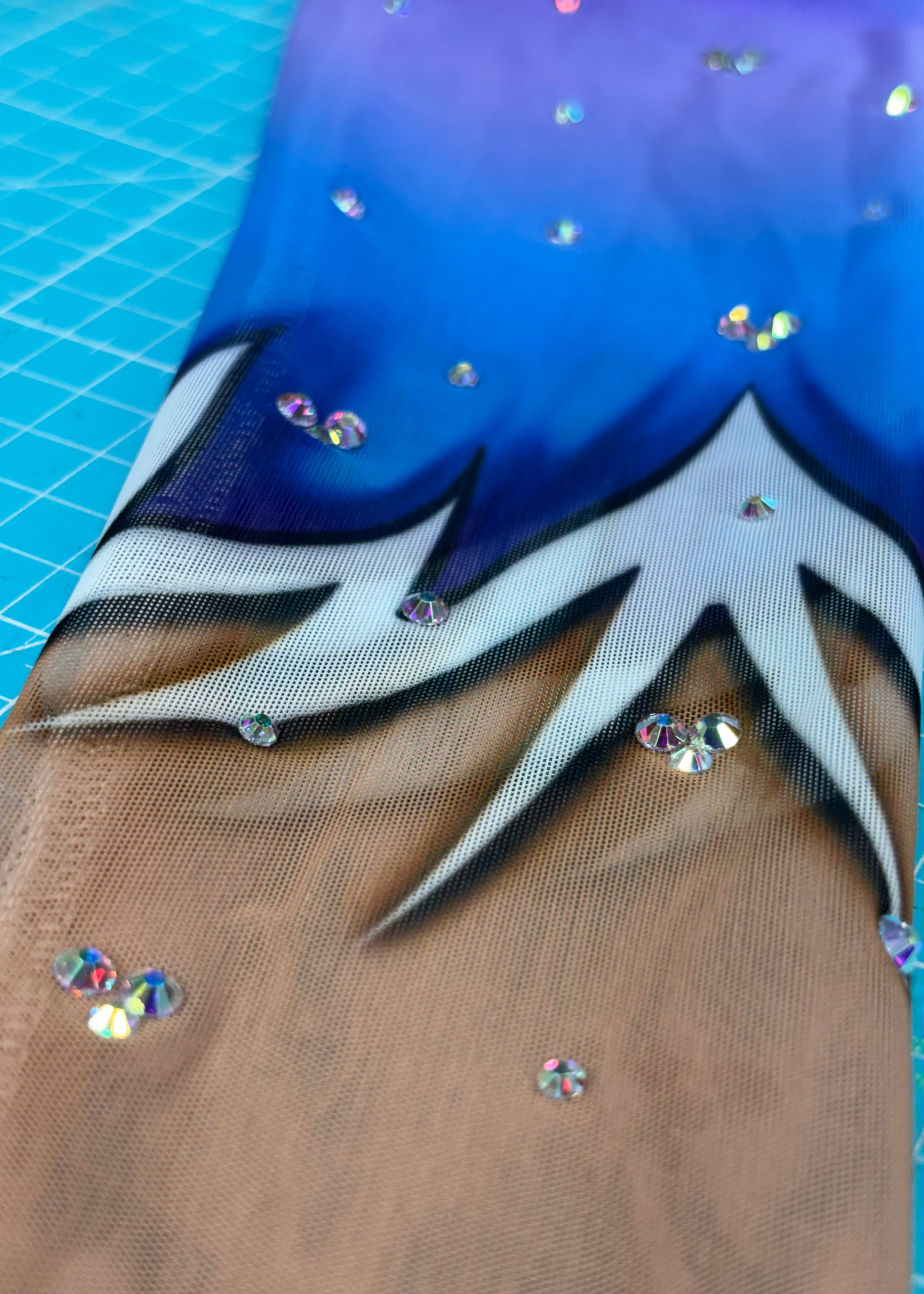 printed blue leotard sleeve from the vinkova brand