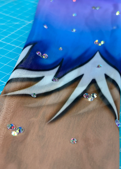 printed blue leotard sleeve from the vinkova brand