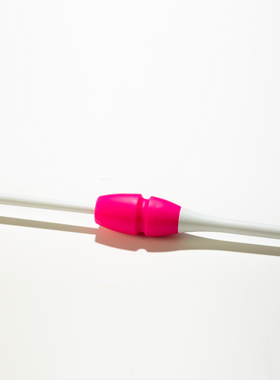 FIG approved and connectable white and pink clubs, high-quality apparatus for gymnasts.