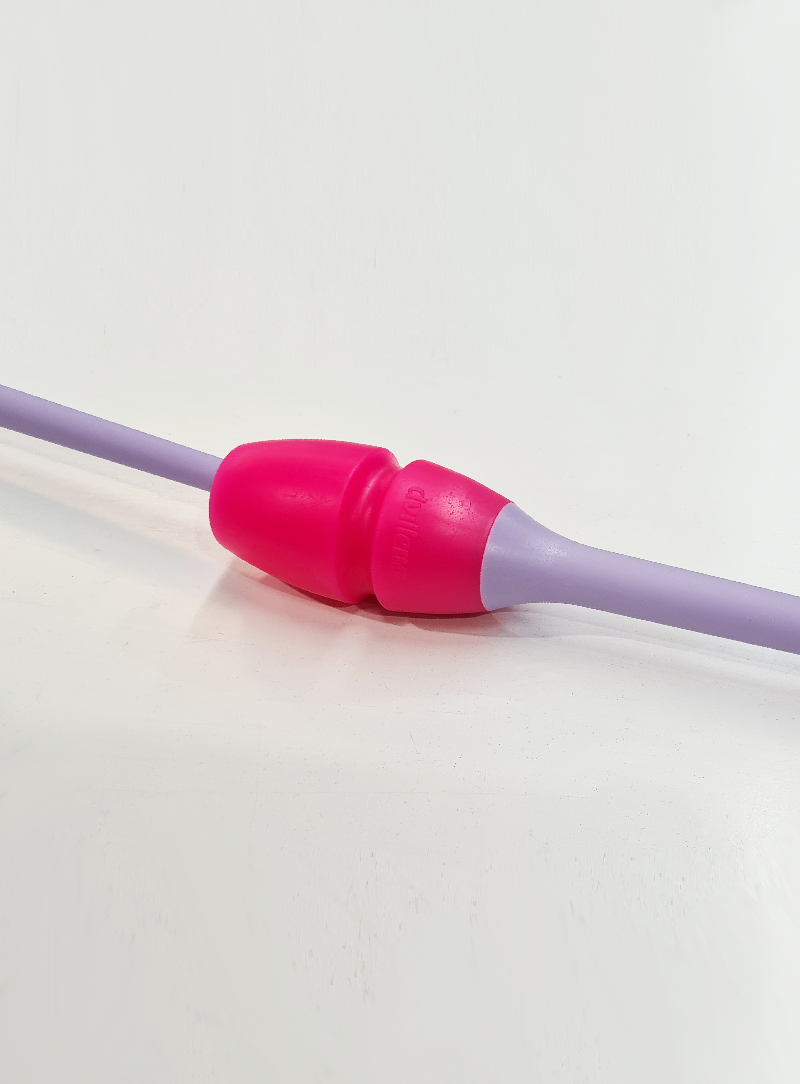 Mazas homologadas FIG engarzables bicolor morado claro y rosa para gimnastas.