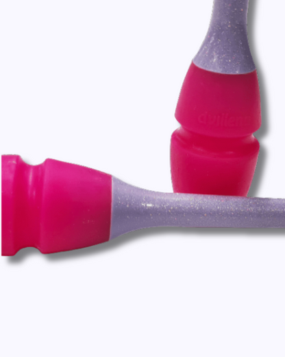 Mazas 36 cm - Morado con brillo y Rosa Fluor
