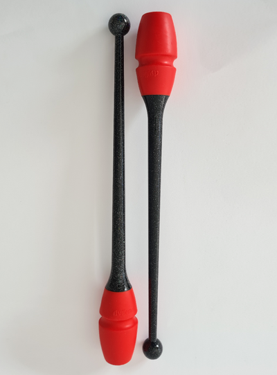 Dvillena & Vinkova rhythmic black shiny and red connectable clubs