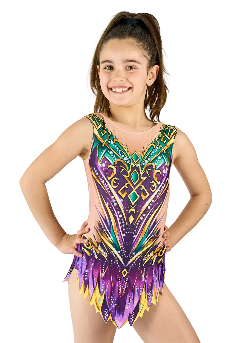maillot gimnasia ritmica morado y verde tanzania Vinkova